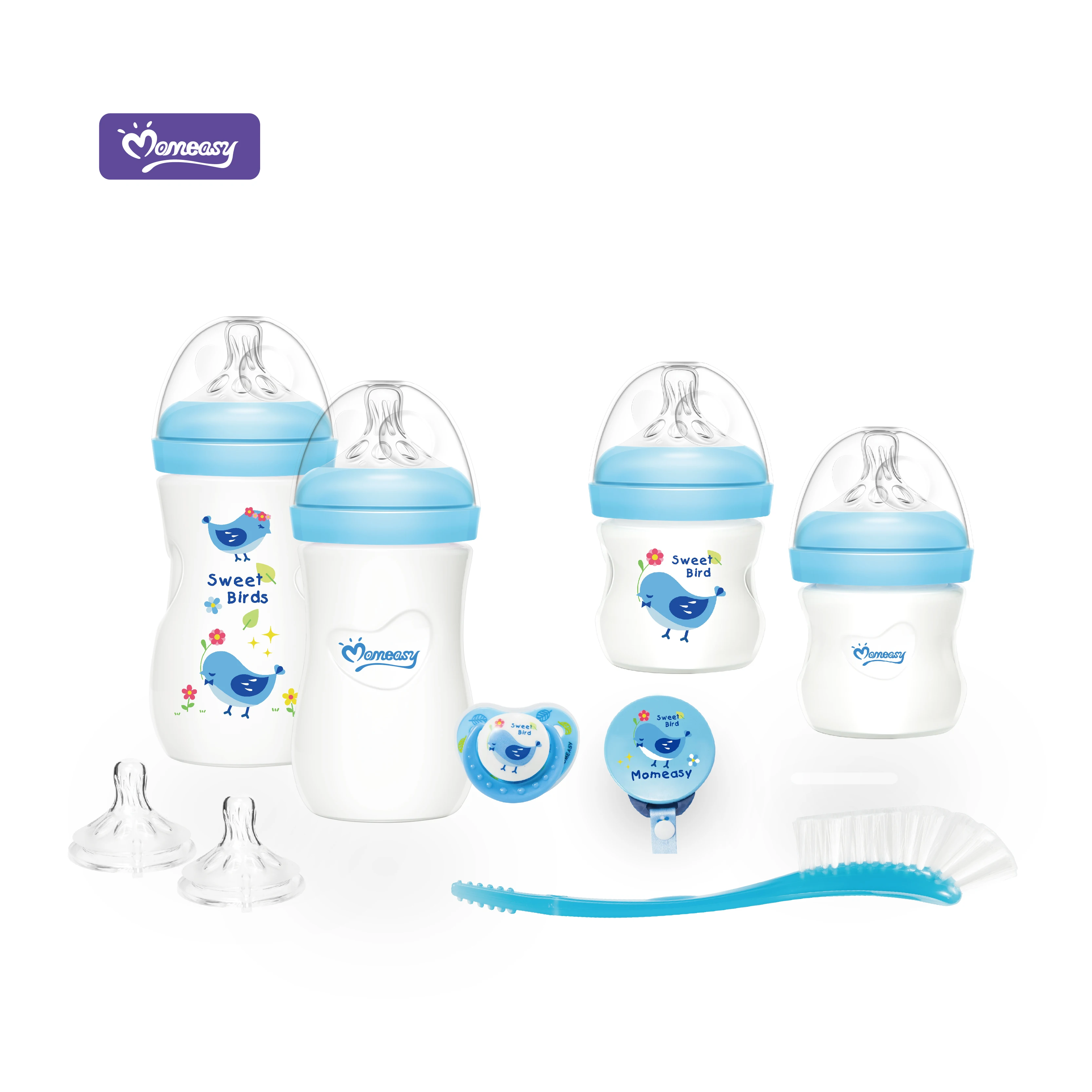 

Momeasy Baby Feeding Bottle Set Newborn Set MOQ One Carton Factory Directly Supply, Blue pink