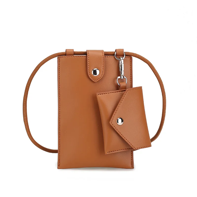 

PU Leather Vertical mobile phone card with small bag shoulder bag women mini diagonal small square bag