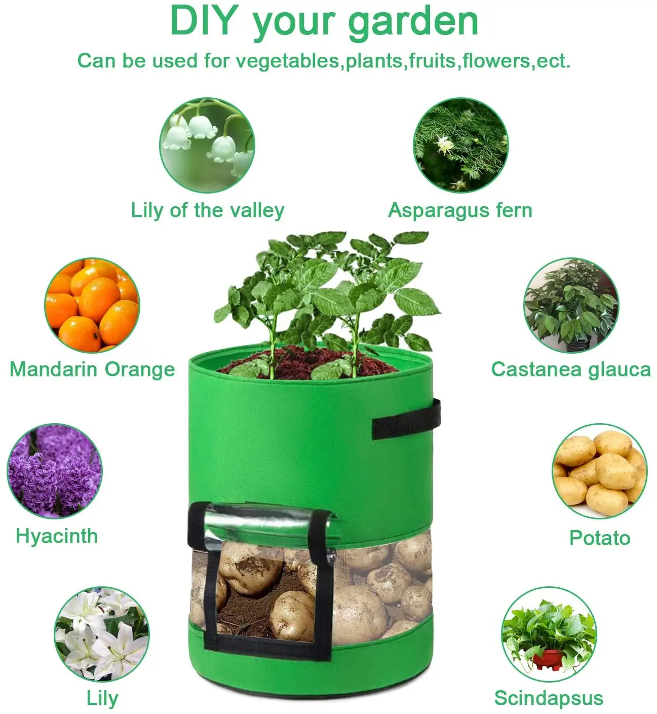 2021 Recycled Felt Fabric 360 Transparent Pvc Custom Gallon Planter Carrot Potato Grow Bags