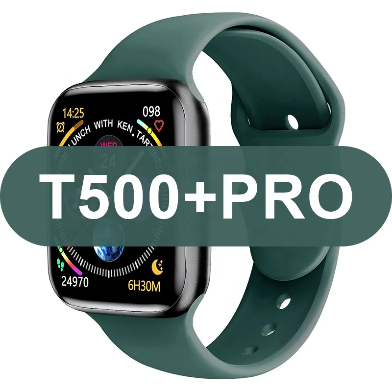 

2021 T500+pro Smartwatch reloj inteligentes bracelet monitor i iwo series 5 6 plus pro display with play Sport smart watch7, Black white pink blue green