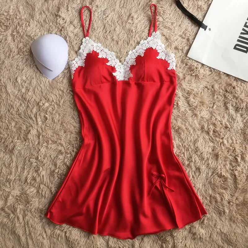 Wholesale Sexy Women Night Wear Silk Satin One Piece Nighty For Ladies ...