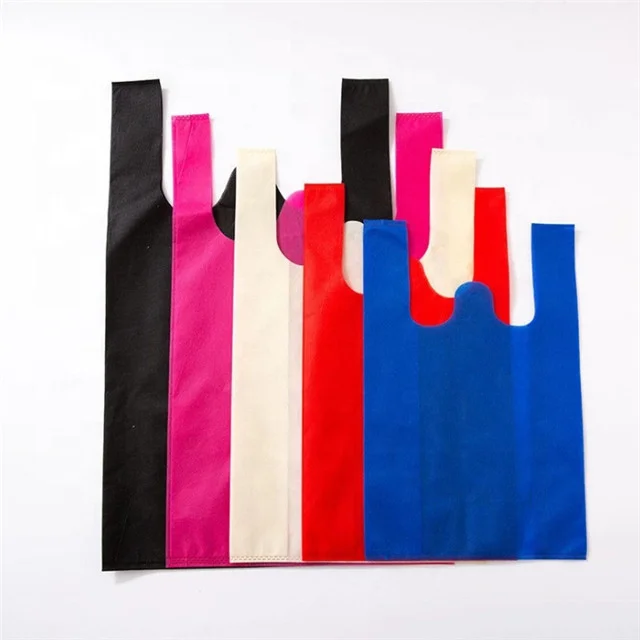 

Custom Logo Promotional PP non woven tnt nonwoven t shirt bags, 8 colors avaliable