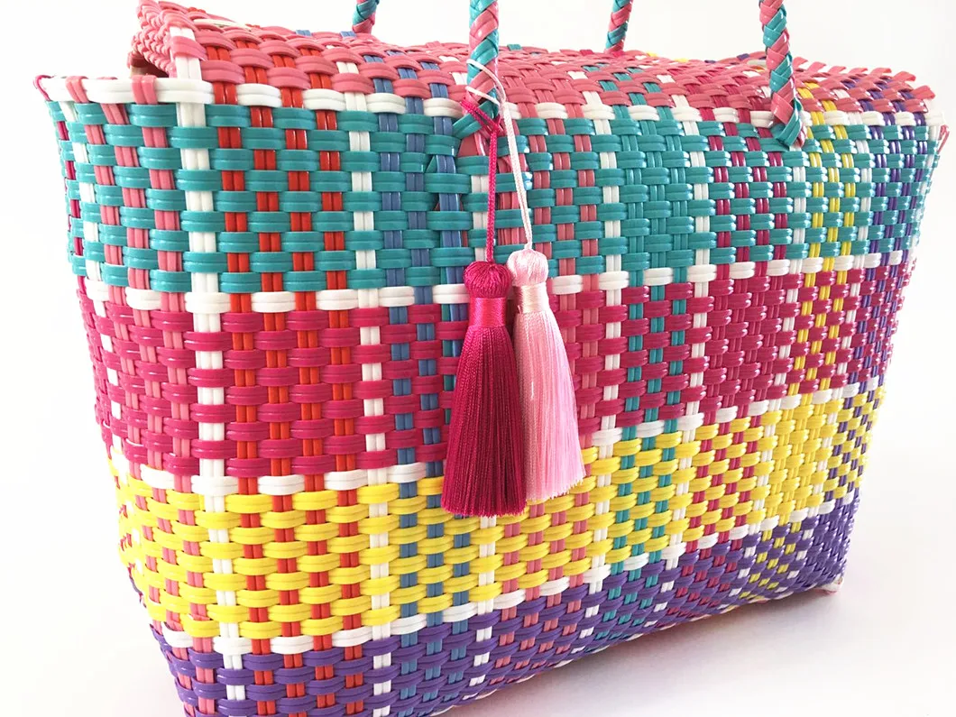 Large Plastic Woven Straw Bag Recycled Weave Plastic Handbag - Buy ...