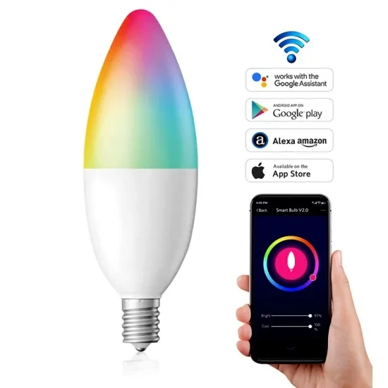 

C35 Smart LED Bulb Light Bulb 5w 400lm Dimmable Compatible With Alexa Google Assistant Via Voice Control