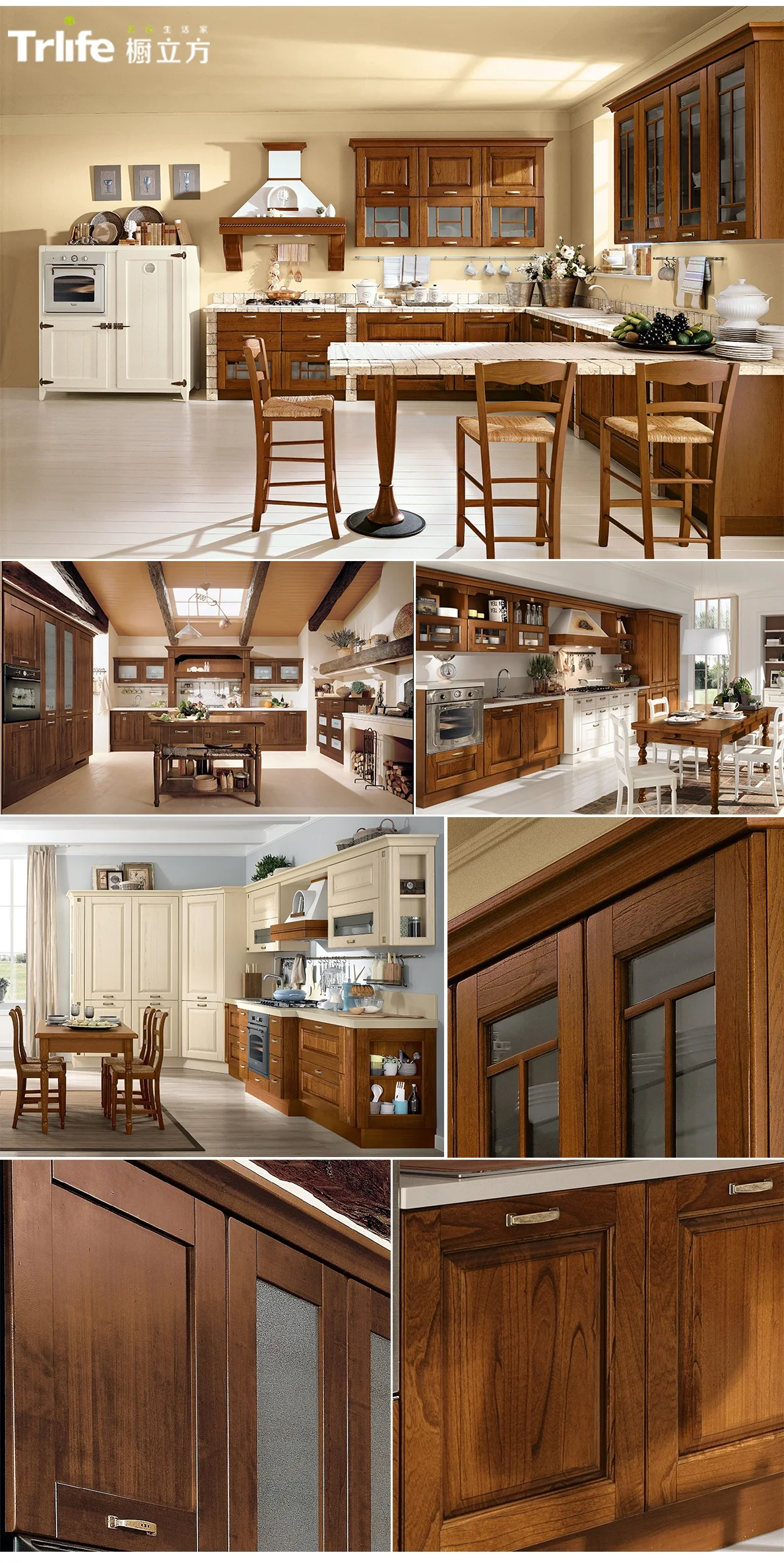 Customized high quality modern kitchen cabinets solid wood with quartz countertop