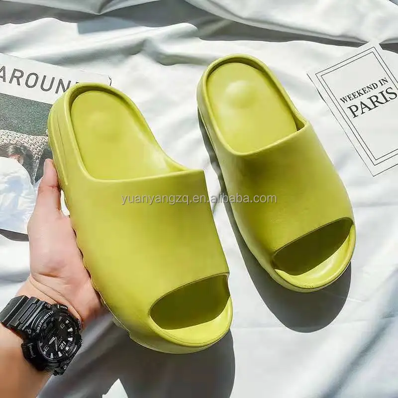 

2021 New Vendor Authentic Men Beige Yeezy Style Slides Sandals Green Foam Women Yeezy Slides, Color