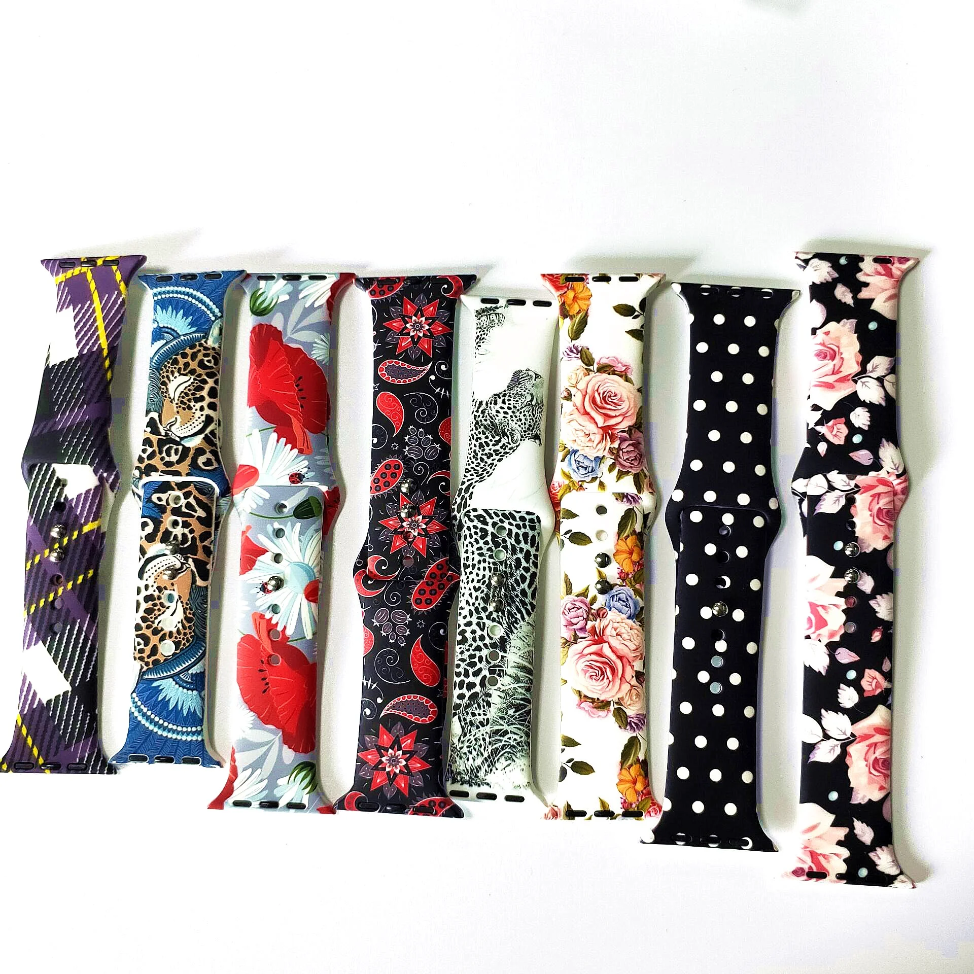 

New Colorful Water Transfer Cartoon Printing Silicone Apple Watch Designer Band Apple Watch Strap Custom Print
