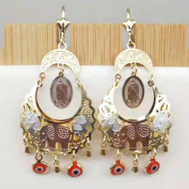 

Fashion Women Men Jewelry Custom 14k gold Virgin Mary Butterfly Elephant Evil Eye Dangle Drop Toppik Accessories 21524 Earrings