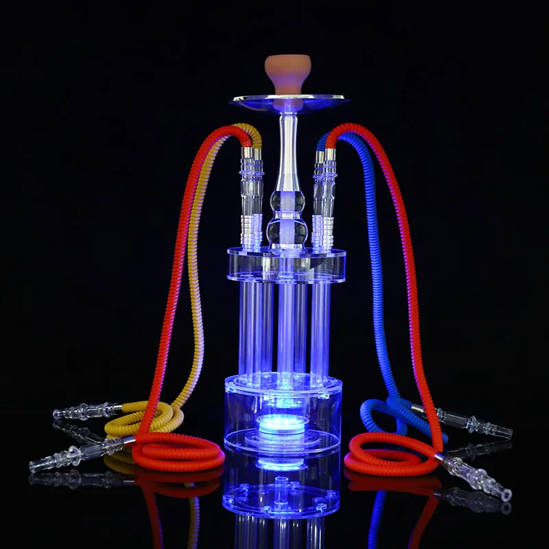 

Wholesale Modern Nargile Hookah Set with Colored LED Light and Remote Control Acrylic Transparent LED Shisha Hookahs, Clear