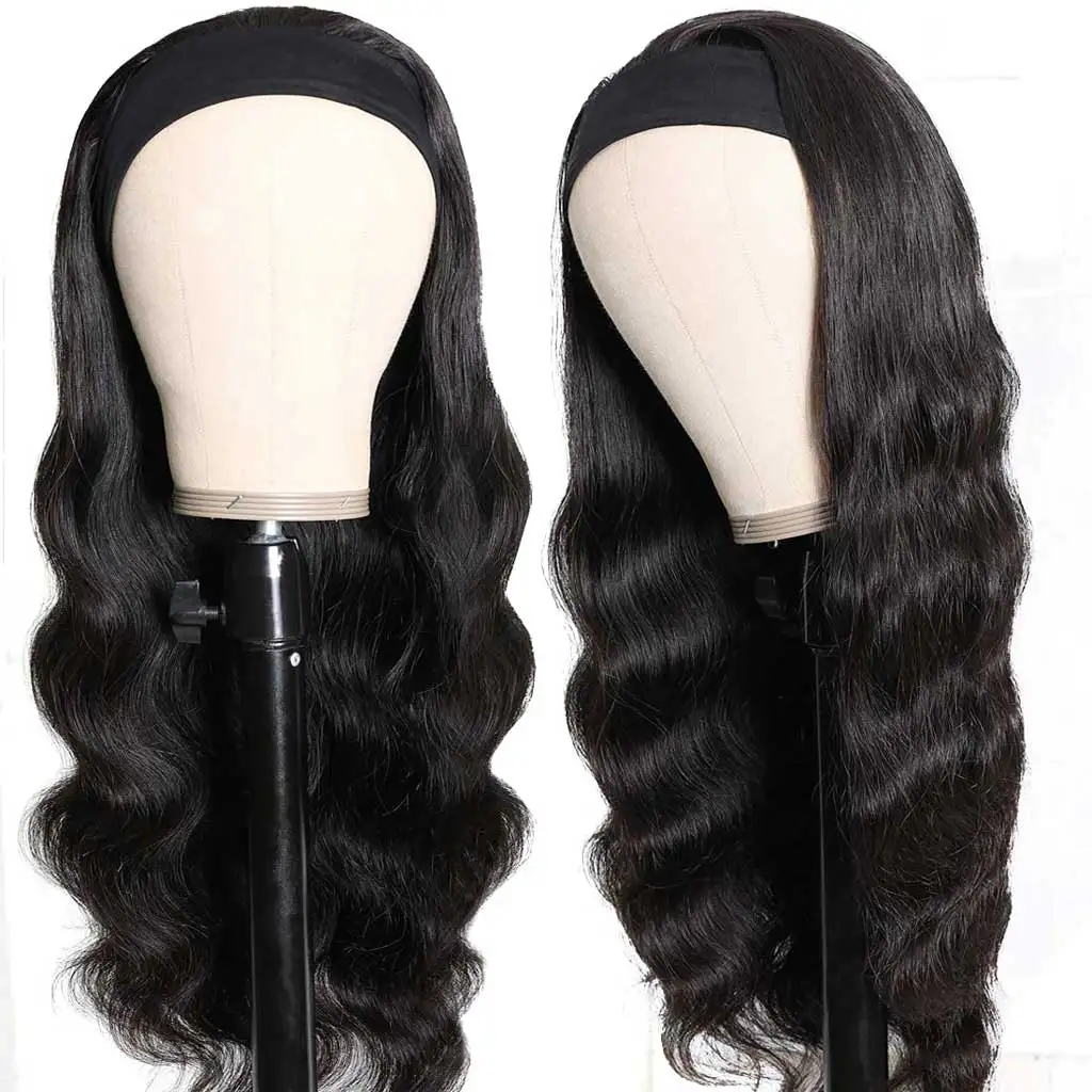 

wholesale 100% body wave brazilian human hair wig cheap full machine made headband wigs none lace head band wig for women