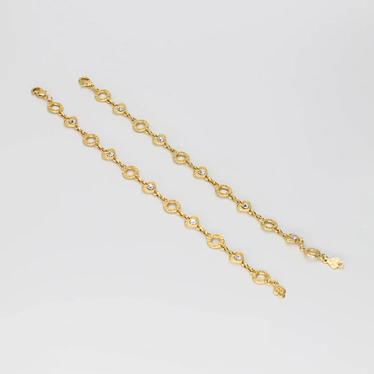 

Delicate charm bracelet heart classic curb link chain bracelet chains for jewelry making for sale, Gold