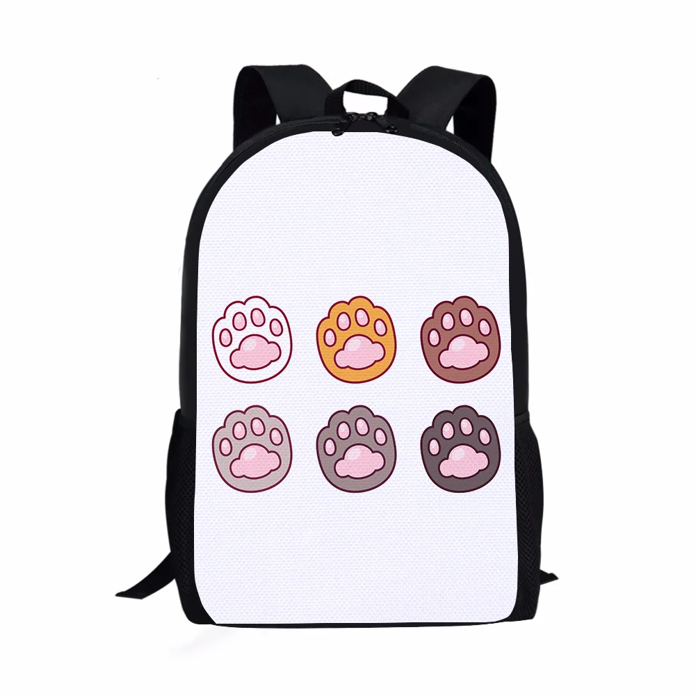 

2022 Custom New Design Cute Cat Paw Print On Demand Waterproof Polyester DIY Unisex Boy Girl Children Kids Backpack School Bag