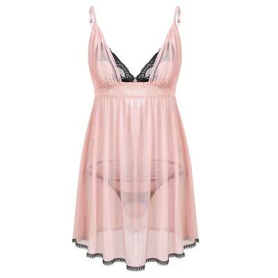 

B52266A New style lace sexy women fashion deep v neck lingerie sleepwear, Pink