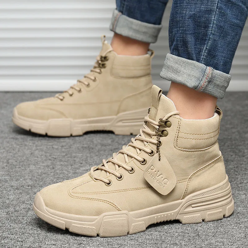 

Men Tactical Military Army Boots Breathable Leather Mesh High Top Casual Desert Work Shoes Mens SWAT Ankle Combat Boot