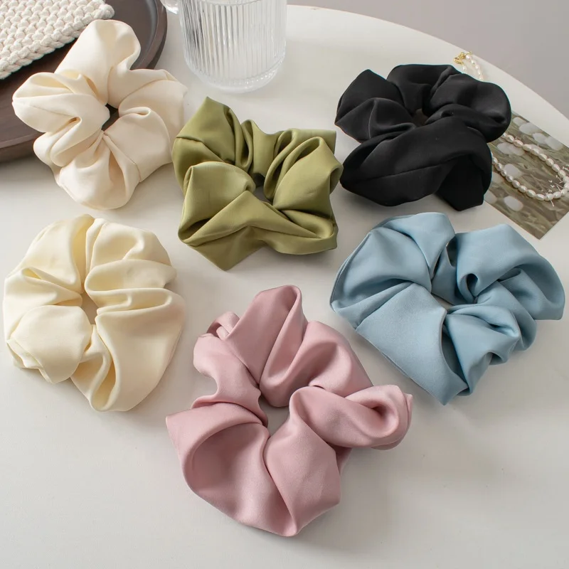 

Solid satin large size hair scrunchies New Spring ties for Women accessories