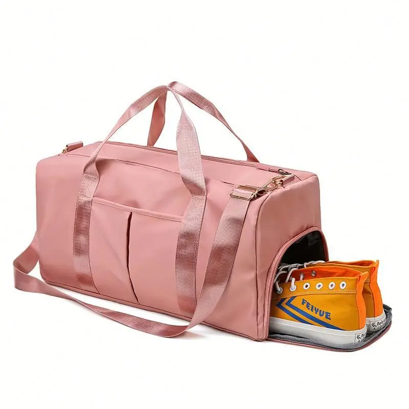 

Custom Logo Print Waterproof Unisex Workout Foldable Sports Gym Travel Bags with Shoe Compartment