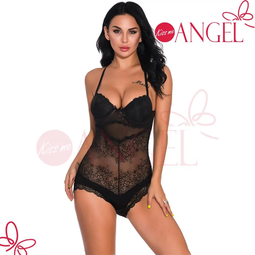 

KISS ME ANGEL criss-cross belt back erotic lace mature women lingerie sexy teddy body suit, Black/wine red/blue/white