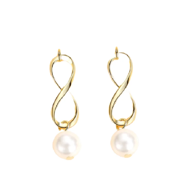 

Korean style women jewelry with 925 silver knot earrings fine pearl earrings 14k gold plated jewelry