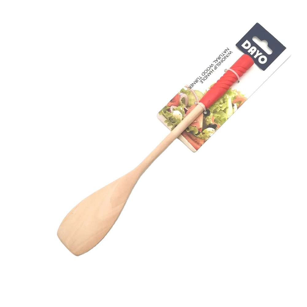 

cheap wood kitchen spatula with silicone handle for supermarket sale, Natural