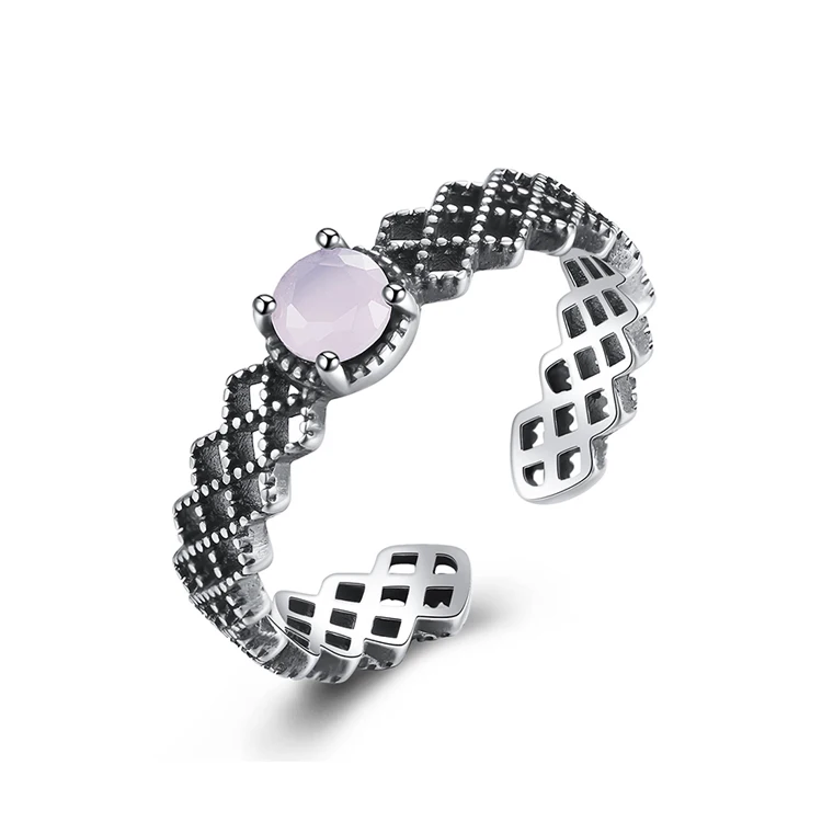 

New Product Promotion S925 Pink Crystal Ring For Engagement, Silver color