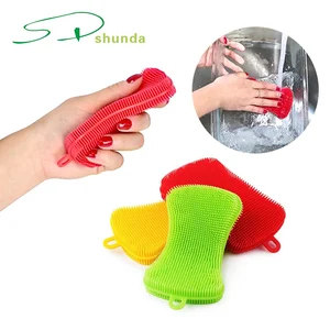 Image of Wholesale Multipurpose Silicone Dish Sponge Clean Brush Pot Pan Bowl, Wash Fruit and Vegetable Silicone Scrubber for Kitchen
