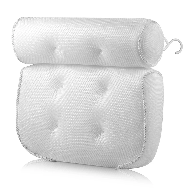 

2020 Bathtub Spa Pillow with 4D Air Mesh for Tub Neck Shoulder Headrest for Women/Men Non-Slip Quick Dry Custom Logo Spa Pillow, White ,custom pillow case