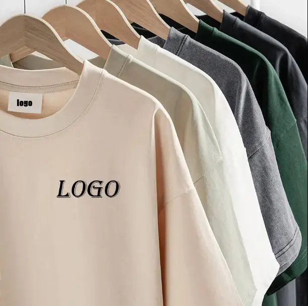 300-400gsm Luxury High Quality T Shirt 100% Cotton Plus Size Men's T-Shirts Custom Puff Print Oversized Heavyweight T-shirt