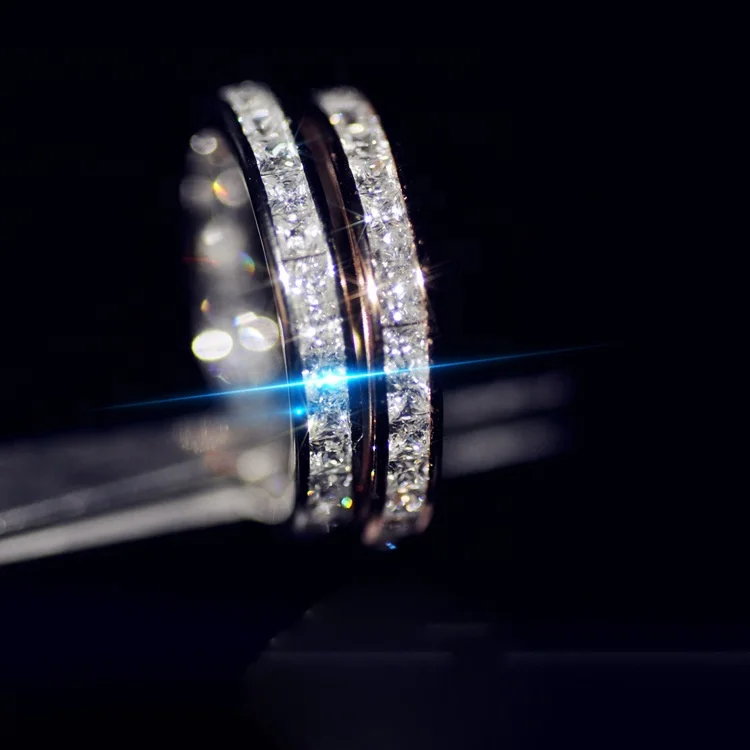 

Single Row Square White Zircon Engagement Rings for Women Rose Gold/Silver Color Wedding Ring Female Christmas Jewelry