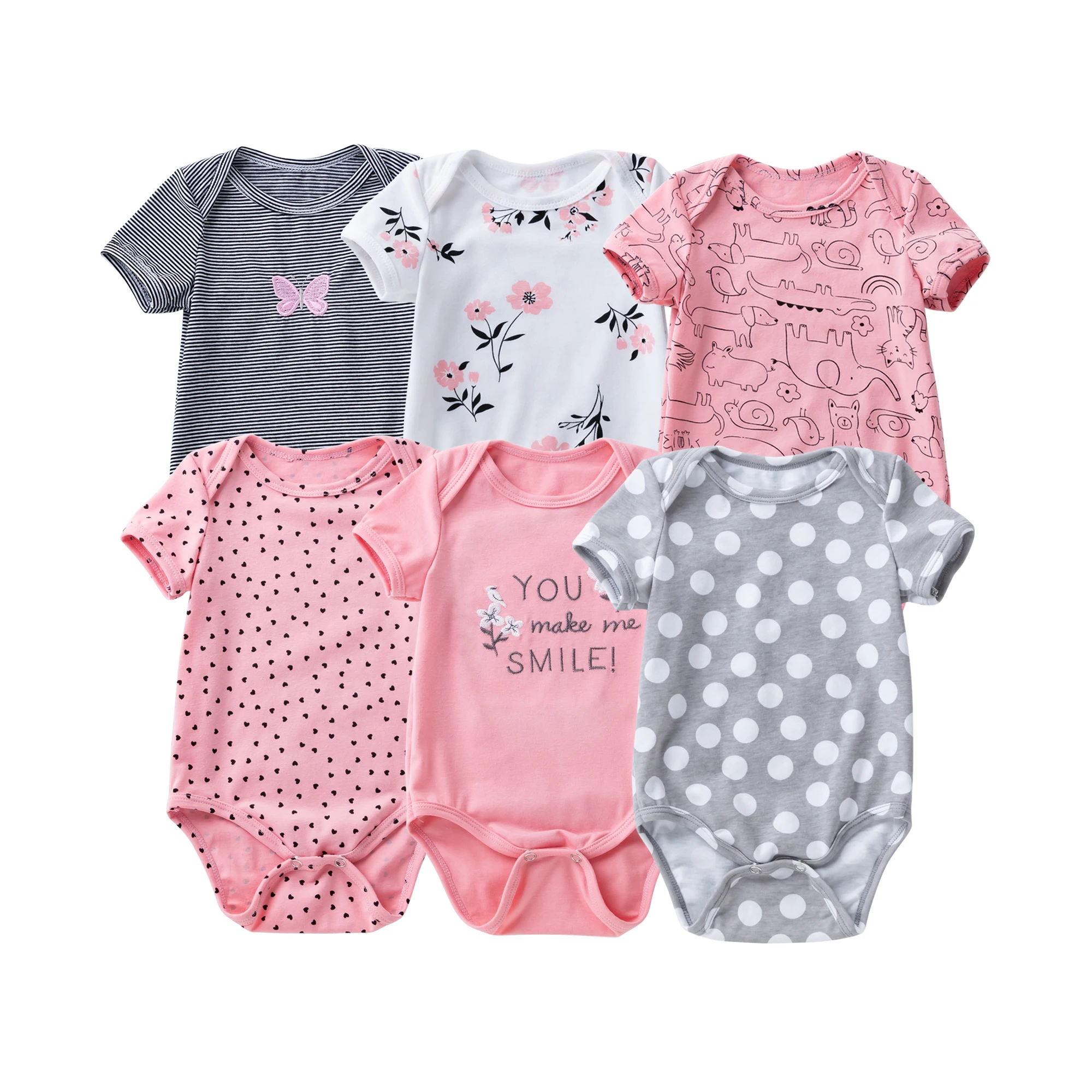 

Newborn Baby Girls & Boys Casual Short Sleeve Rompers Printing Costume Wholesale, Multicolor