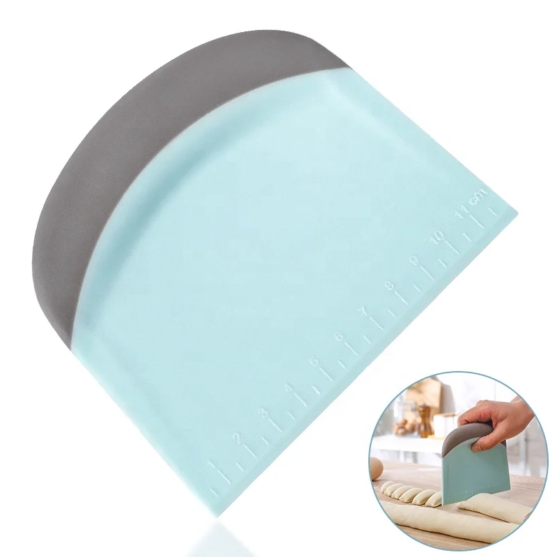 

IN STOCK Flexible Pastry Plastic cake Dough Scraper Cutter Bench Scraper with Measuring