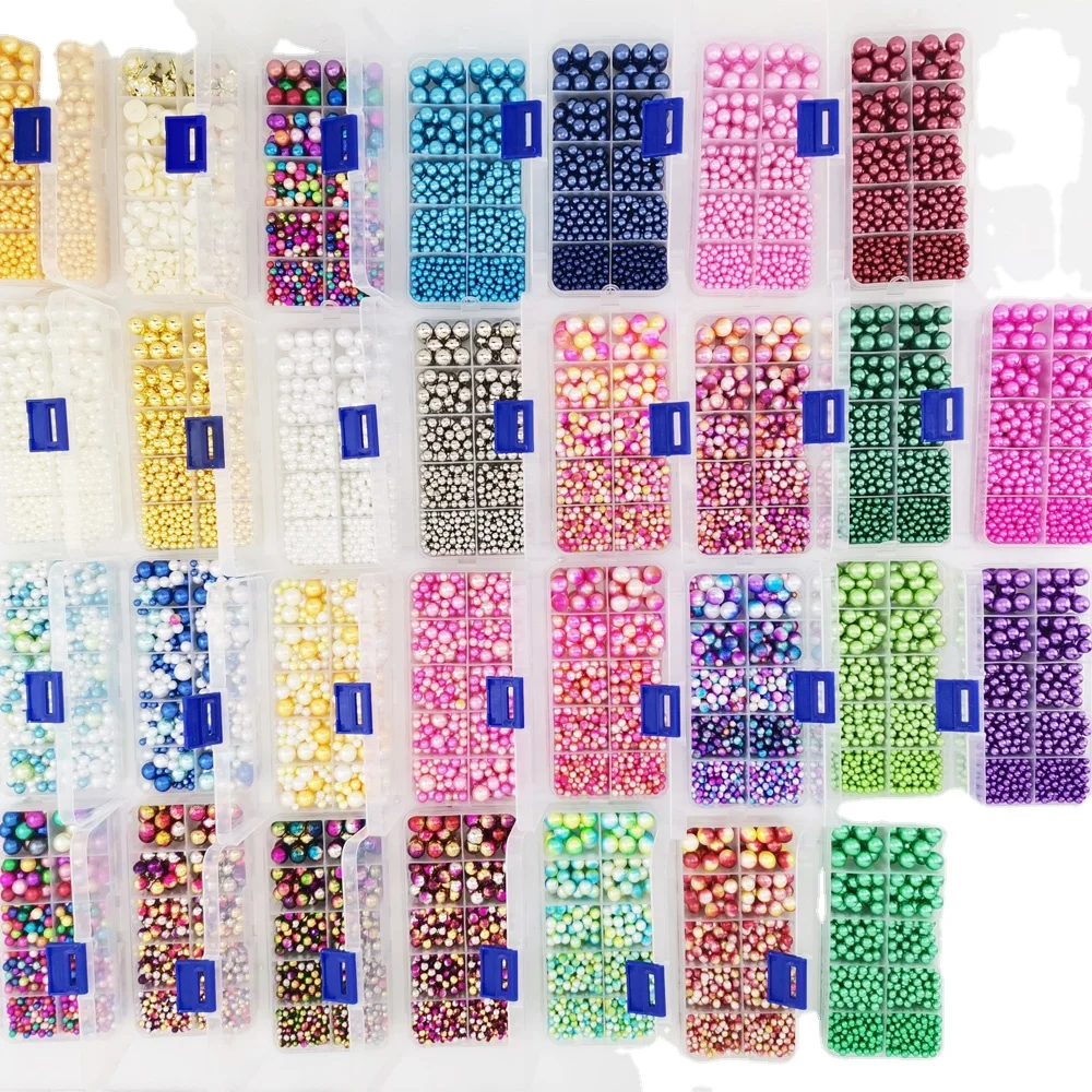

Factory Direct Sale Round Ivory Faux Plastic Loose Pearl Beads For Decoration Clothing and Shoes, Colorful