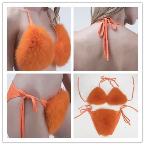 New fashion fox fur Bikini set