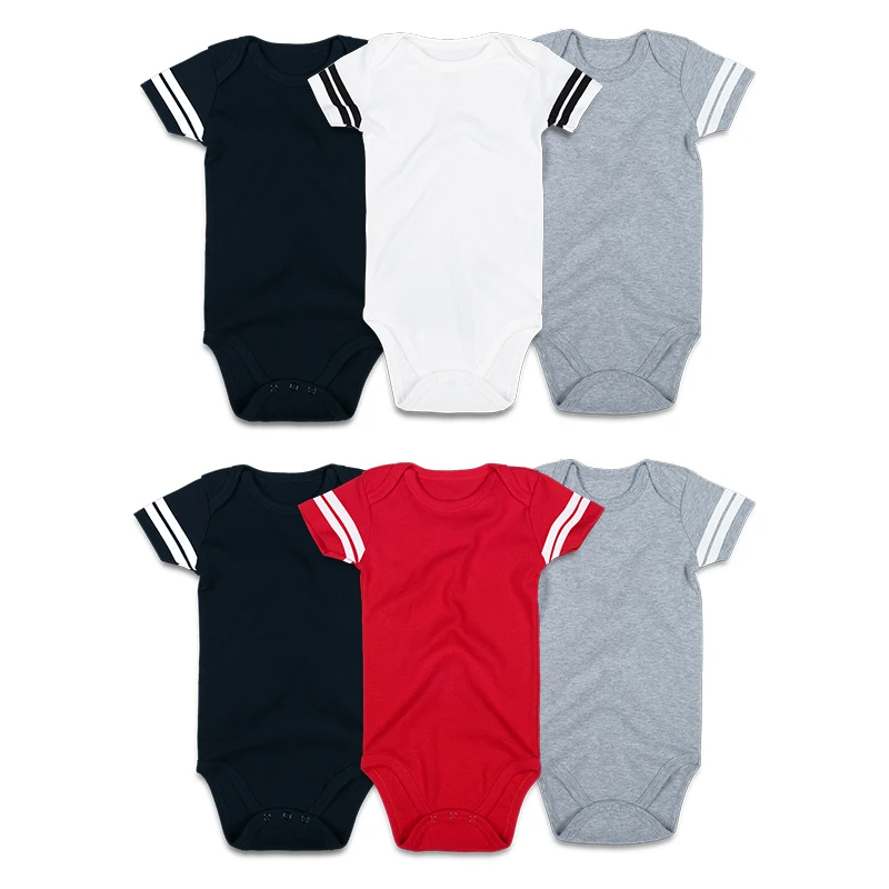 

2021 Infant Toddlers Baby Clothes Newbornrn Knit 3Pcs Baby Romper Organic Cotton Summer Short Sleeve Bodysuit Baby, Black,white,gray,red