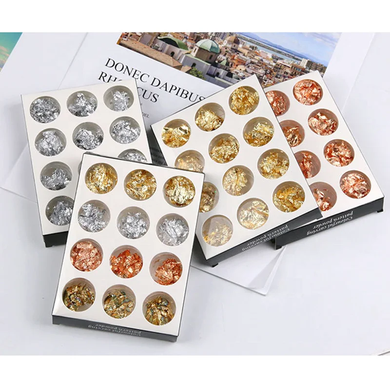 

Hot sale nail art jewelry gold and silver foil fragments irregular nail art foil stickers DIY decoration.