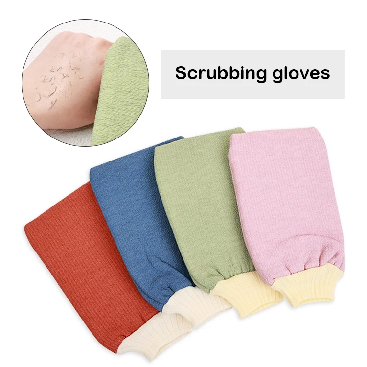 

Wholesale shower exfoliant gloves body scrubber dead skin remover exfoliating glove scrubbing bath gloves