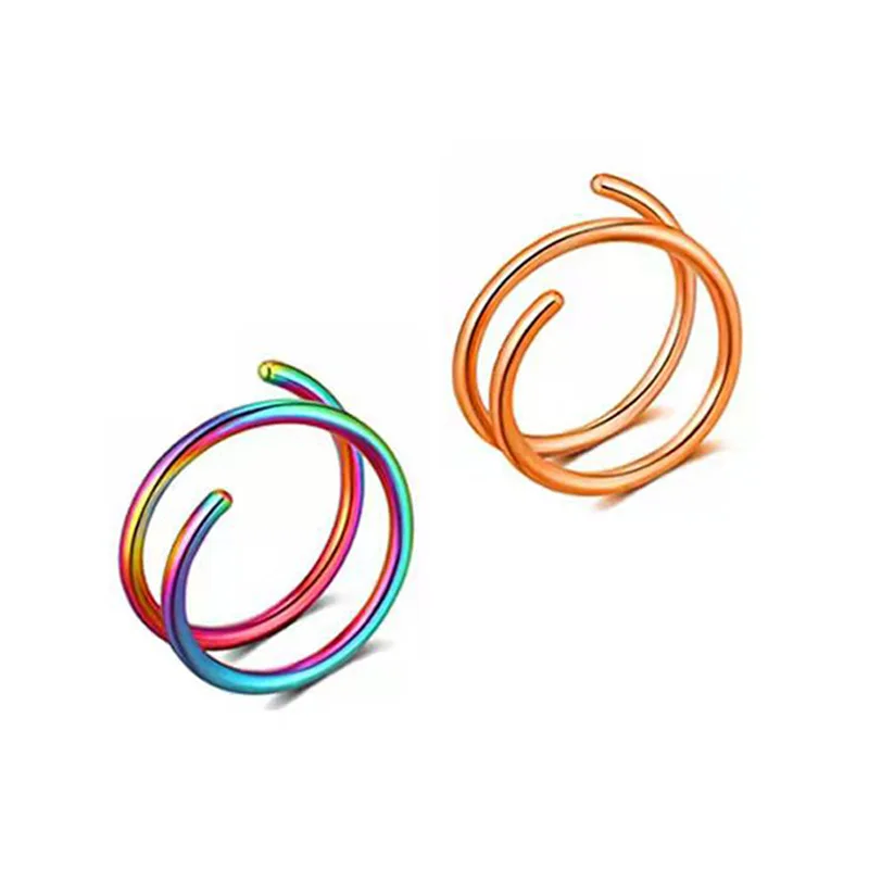 

Factory direct supply of new stainless steel ring double spiral perated nose jewelry earrings
