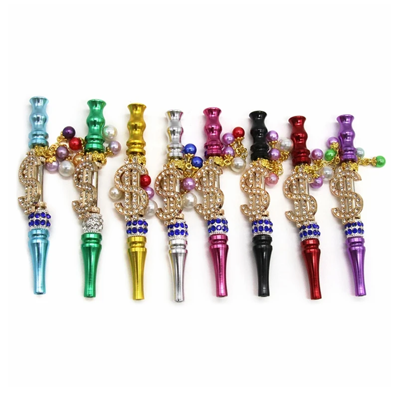 

Most Popular Jewelry Wholesale Animal Diamond dollar smoking pipes Metal Female hookah Tips long blunt holder