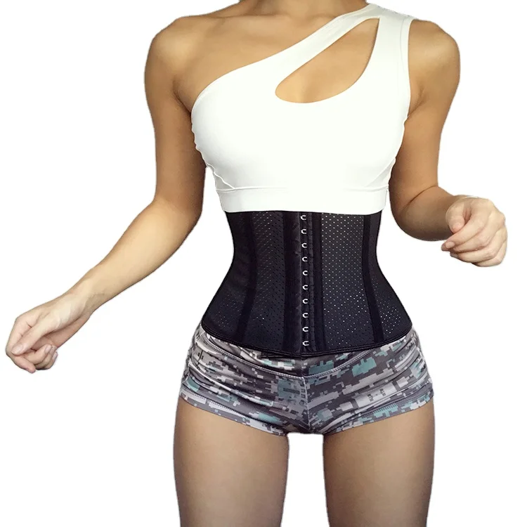 

Exercise breathable mesh corset girdle corset belly in postpartum recovery waist trainer, Balck