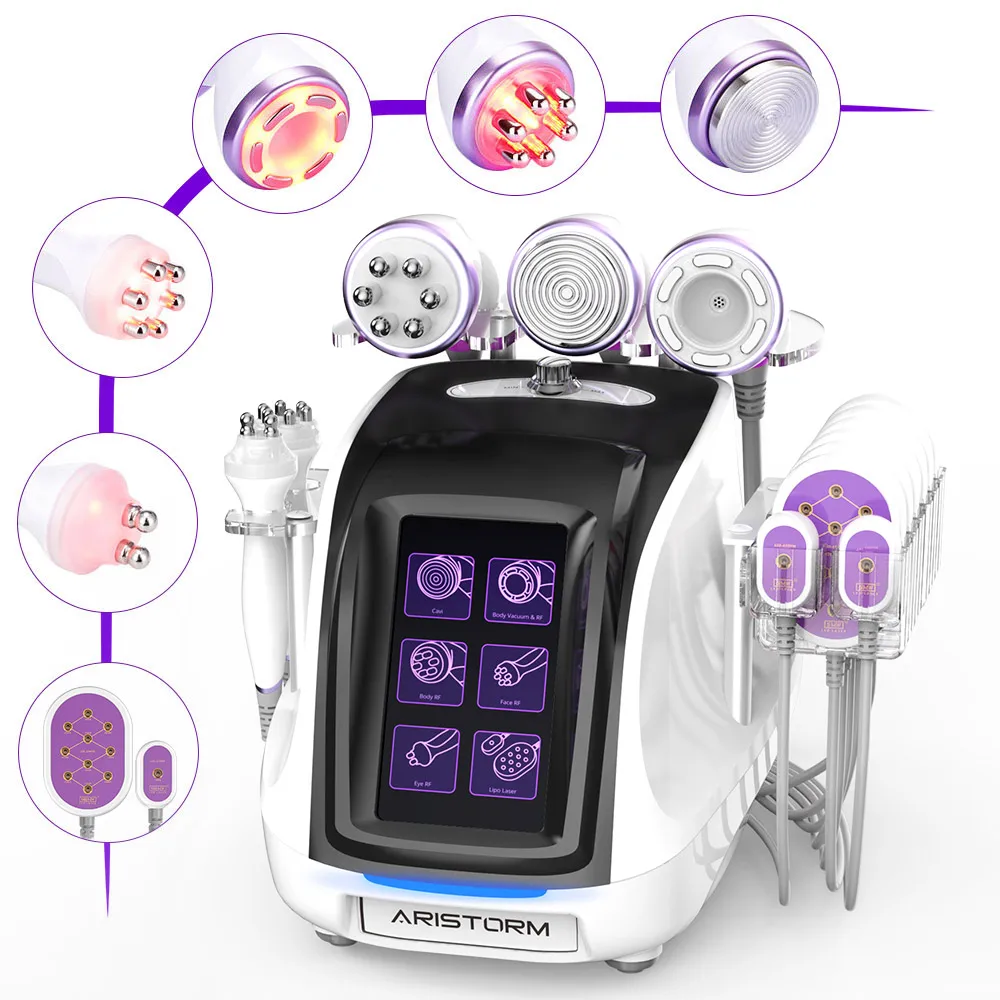 

6 in 1 Cavitation Machine 40K Ultrasonic/Ultransond Pads lipo Laser Cavitation Machine Vacuum Cavitation System