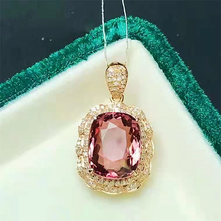 

SGARIT hot sale jewelry gemstone pendant anniversary wedding gift jewelry 18k gold 5.58ct genuine tourmaline pendant for women