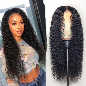 

New Arrival Aynthetic African black mid-point small Curly female long hair wigs