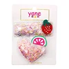 wholesale fancy transparent hair clip strawberry fruit accessories pink quicksand for girls