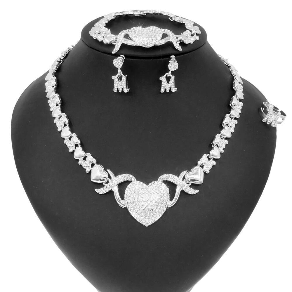 

XOXO Styles Lover Women Bridal Wedding Accessories 925 Silver Jewelry Set Full Zirconia Necklace Earrings Jewelry Set