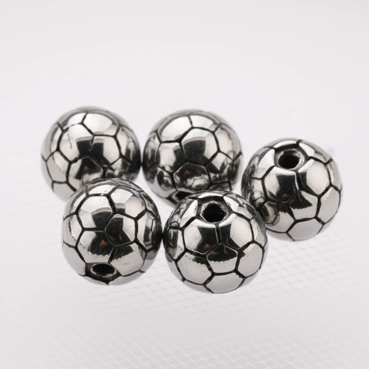 

New Fashion Retro Stainless Steel Football Beads Charm with Hole