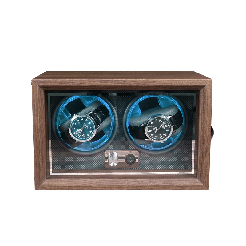 

Automatic Luxury Black Red Safe Wood 2 China Walnut Grain Watch Winder Motor Display Box Orbit Watch Storage Box