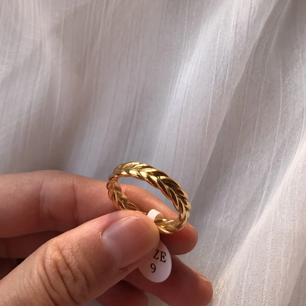 

14k Gold Custom Jewelry Latest Gold Leaf Ring Wholesale Twisted Wired Rings Simple Band Rings, Gold/silver/rose gold