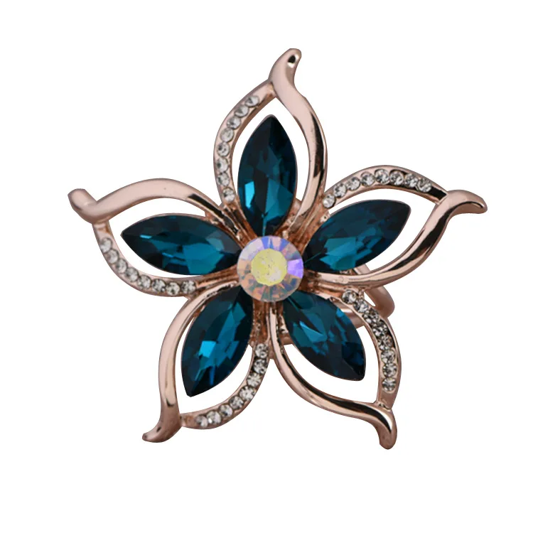 

Jachon Three Rings Women Brooch Pin Flower Shaped Alloy Plated Bright Crystal Silk Scarf Ring Clips, Like picture