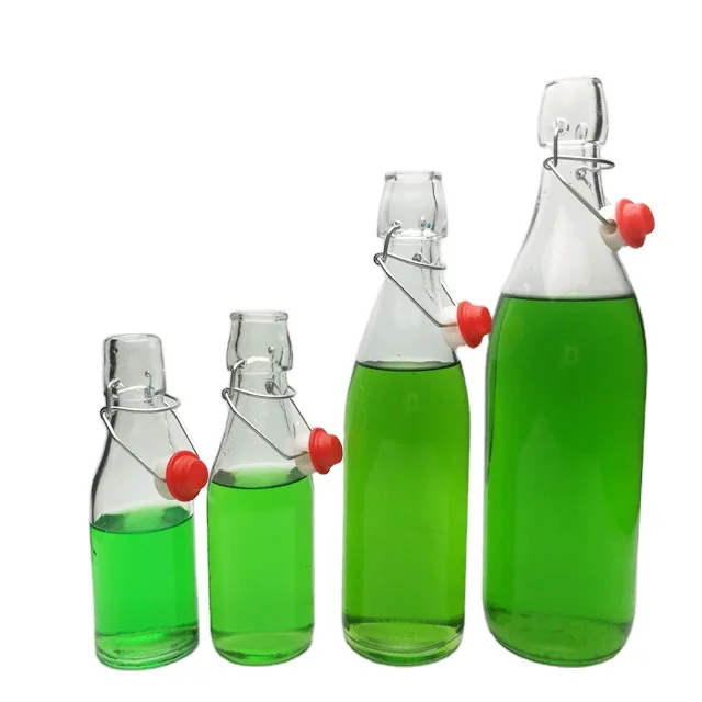 

200ml 250ml 500ml 1000ml round airtight glass bottle with swing top, Clear