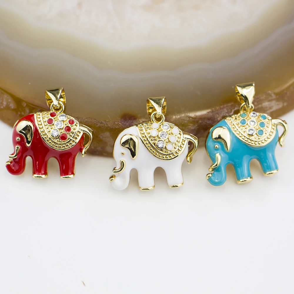 

LS-E309 Beautiful handmade elephant charm wholesale price enamel cz micro pave pendant