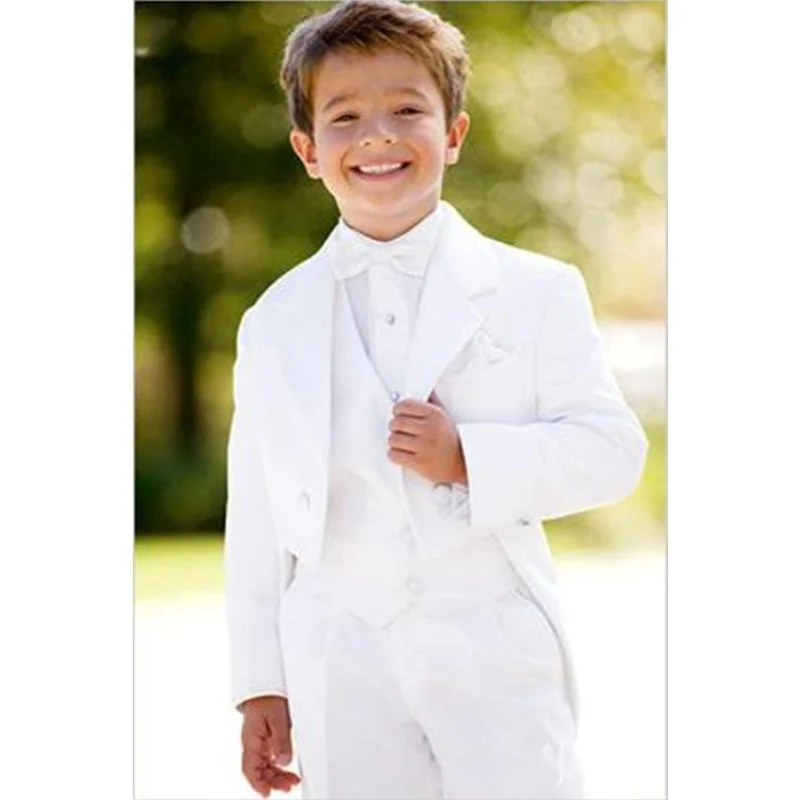 

New Style Custom Made White kid suits boy wedding suit Boy's Formal Wear (Jacket+Pants+Vest)